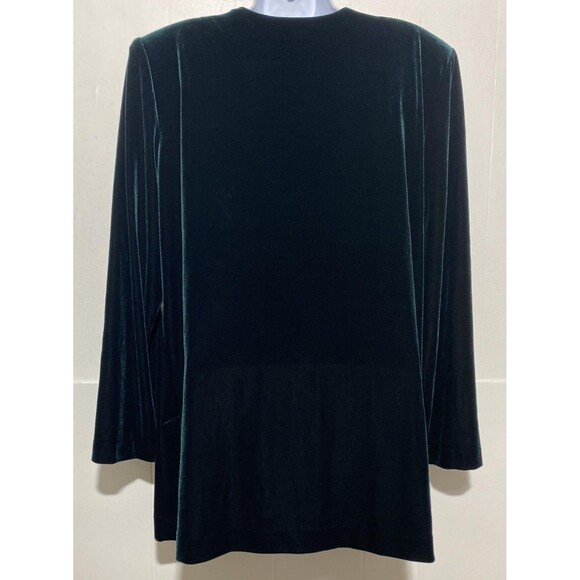 Vintage R&M Richards Jacket Womens 14P Emerald Green Velvet Gold Button USA 90s - Picture 4 of 10